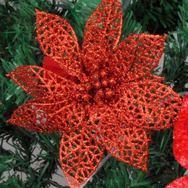 10 stk 15 cm Simulerte Hule Kunstige Blomster Barn Bursdagsfest Dekorasjon Nyttår Jul Dekor (Rød)