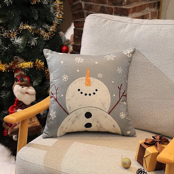 Harmaa joulupehmusteen päällinen 45x45cm Joulukoriste Merry Christmas Tree Faith Snowflake Talviloma Koriste Kotityyny Pehmusteen päällinen