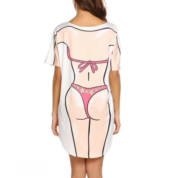 Dametøj Bikini Skjorte Cover Up Kortærmet Sød Bikini Print Cover Up Løst Tee Kjole Sjov Bære M
