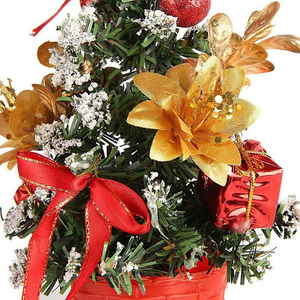 Liten Juletre med Lys, 40cm Forbelyst Juletre Batteridrevet for Jul Hjem Skole Kontordekorasjoner (FMY) Red