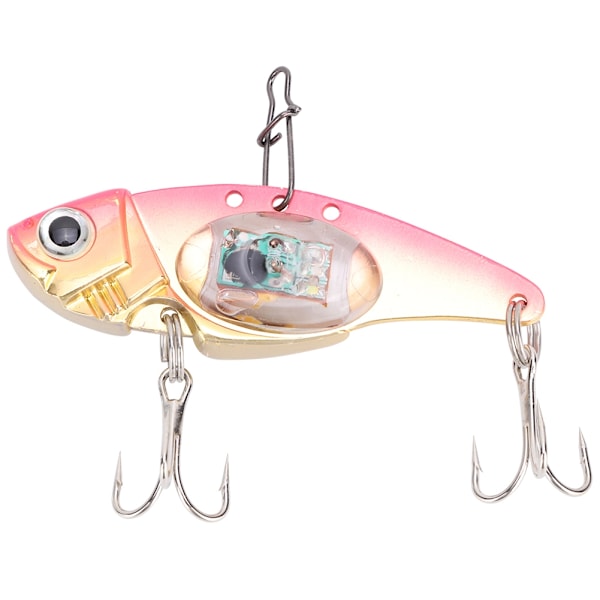 Underwater LED-ljus Metallhård Bete 3D Fisk Fiske Konstgjort Bete Treble Hook (rosa)