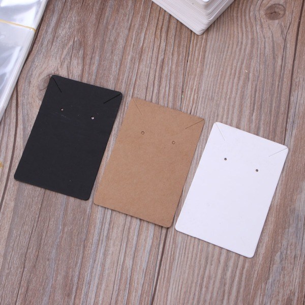 REMAKE 100 st Blank Kraftpapper Smyckesförpackningskort Etiketter Används För Halsband Örhängen Displaykort Med 100 st Självtätande Påsar Vita
