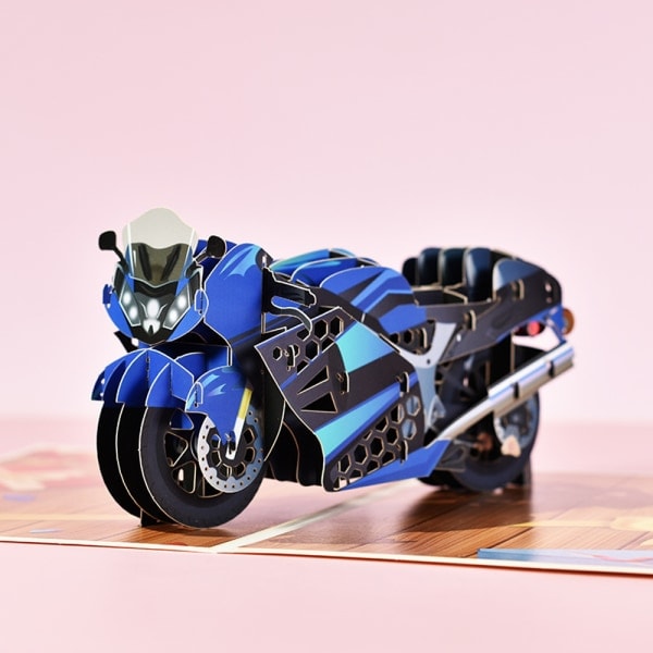 Moottoripyörä Pop Up -kortti, Moottoripyörä 3D Isänpäivä Pop Up -kortti