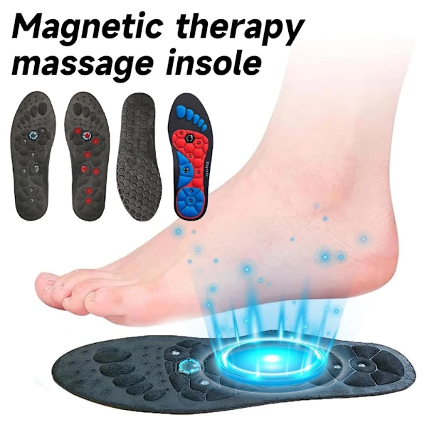 Akusoli Akupressur Innleggssåler, Akusoli Innleggssåler, Skoinnlegg med Fot, Ortopediske Innleggssåler for Kvinner og Menn, Lindrer Paul Feet rød blå S（36~40） svart