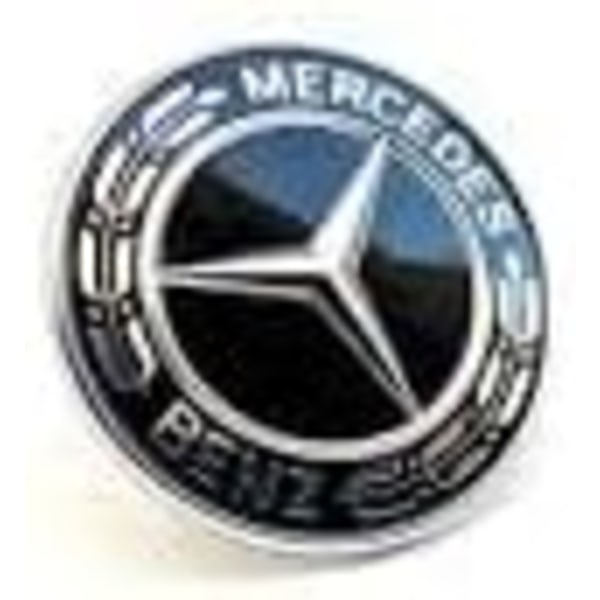 Mercedes Benz äkta fordonshuva stjärnemblem (000-817-17-01, krom och svart lagerkrans)