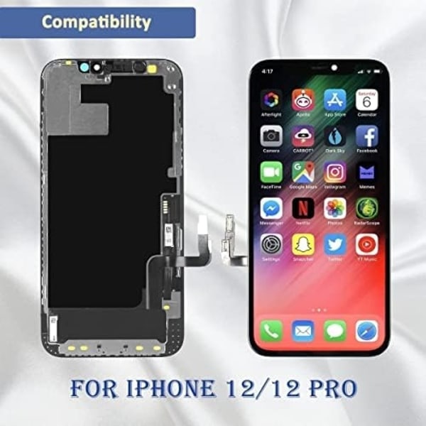REMAKE iPhone 12/12 Pro udskiftningsskærm med værktøj og lim