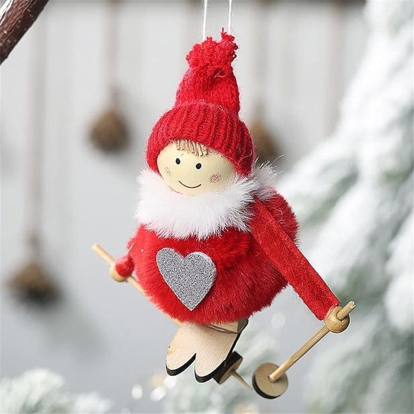 Ski Tree Hanging Decoration Hanging Wool Hanging Christmas decorative doll Home decoration Window wreath with cotton