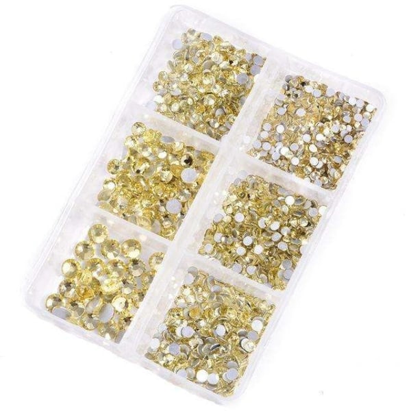 6 pcs Rhinestone in different sizes - Zircon - Nail decorations Light gold