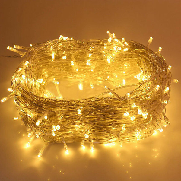 Jul LED-strängar, Bröllopsfest Bakgrundsdekoration, Semesterträdgård Fairy String Lights (100M, 600 LED)