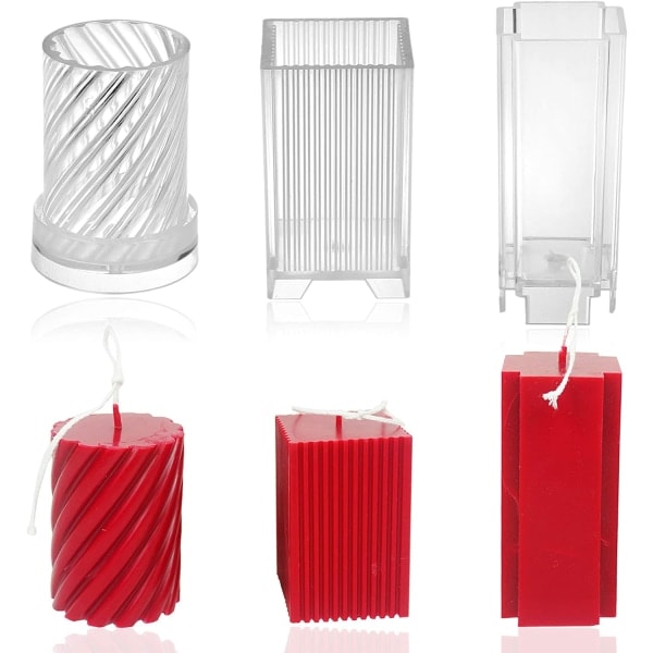 REMAKE stk. Plastik Stearinlysforme til Lysfremstilling - Inkluderer Søjleforme (3 stk.)