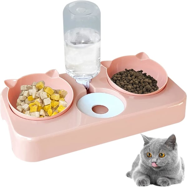 REMAKE Amelles för katt, automatisk djurskål, vatten- och matdispenser för katt (rosa)