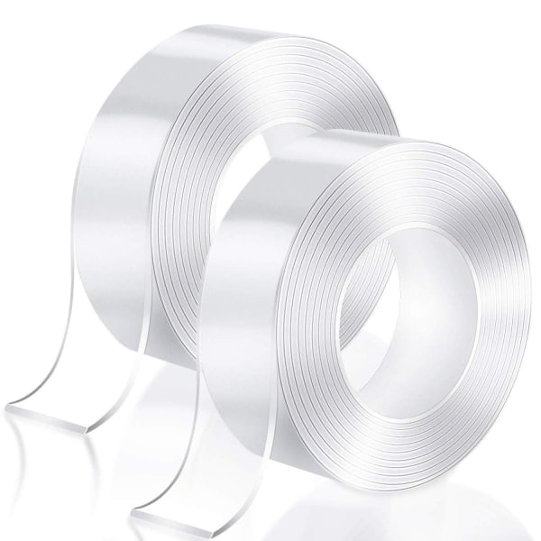 2-pak 3m dobbeltsidet transparent nanotape sort