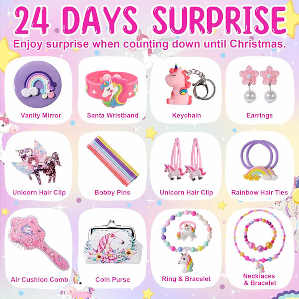 REMAKE Adventskalender for Jenter - Enhjørninggaver for Jenter Adventskalender 24 Dager med Overraskelser Beste Gaver til Døtre, Barn, Baby...