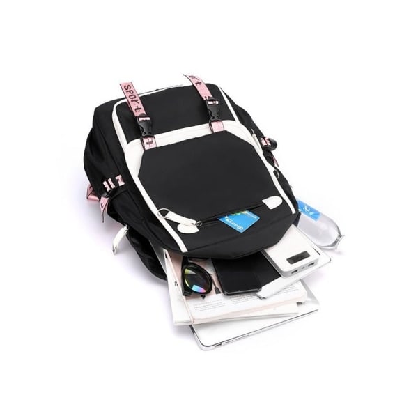 REMAKE Aphmau -reppu lapsille, koululaukku, selkäreppu USB-liittimellä, 1 kpl, musta svart