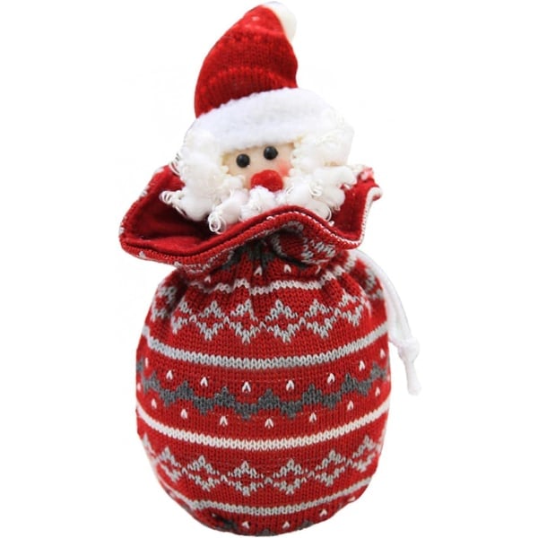 1 stk Julegaveposer Eve Apple Pose Knittet Slikpose Julemand Snemand Elg Dukke Gaveposer Snørepose Indpakningspose (Julemand)