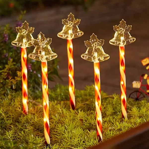 Utendørs Julelys med Solcelle (Sett med 5), Julelys med Solcelle for Hage og Bakgård
