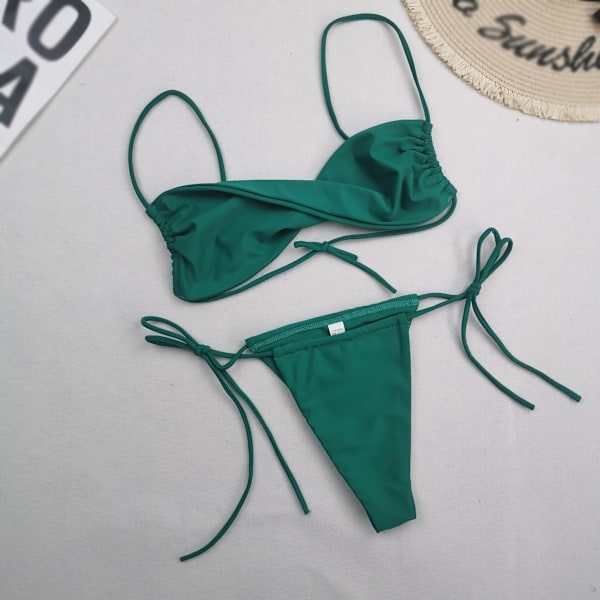 Push-up bikini til små bryster mørkegrøn L