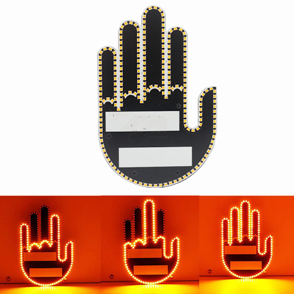 REMAKE Sjove Gestelys - Sjove LED nummerpladelys til bilens bagrude med fjernbetjening finger bil LED lys. A