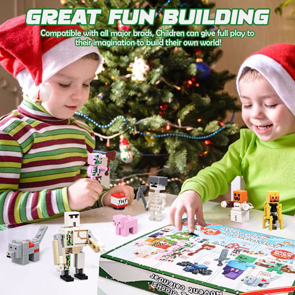 REMAKE Julkalender 2024 Minecraft, 24 Dagar Leksaksfigurer Byggklossar Nedräkningskalender, Pojkar Julkalender Överraskningsgåva