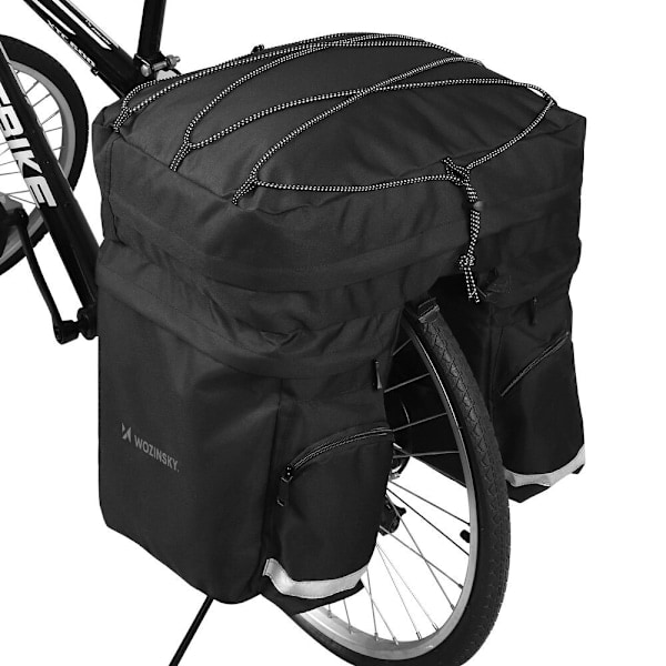 Wozinsky rummelig 60 l cykelpose til stativ (regnbetræk inkluderet) sort (WBB13BK)
