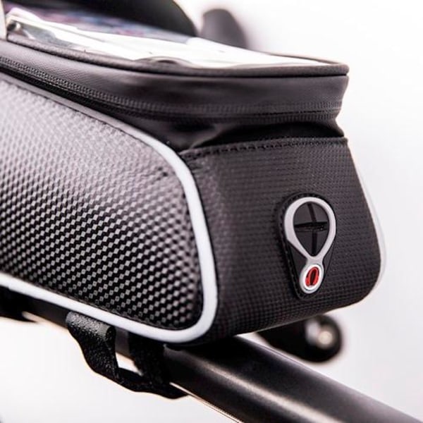 Vattentät cykelramväska & telefonhållare med skärm, Svart/Vit