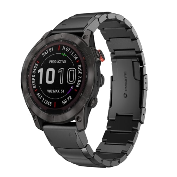 Til Garmin Fenix ​​7 Sapphire Solar 22mm Skildpadde-skal i rustfrit stål ur Sort