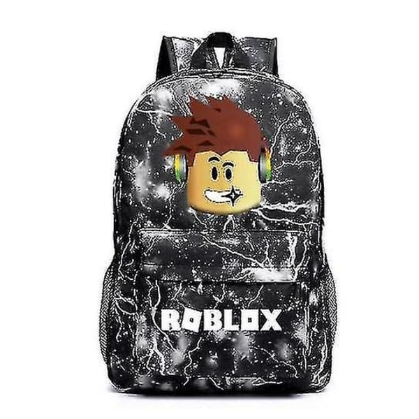 Ny Roblox Ryggsäck Barn Skolväska Student Bokväska Reseväska Present Svart blixtning ingen