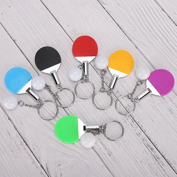 6 stk Mini Bordtennisracket Nøkkelring Ping Pong Bat Nøkkelring Nøkkelring Veskeanheng