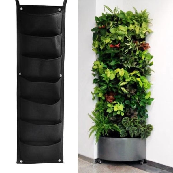 1 Styk 7 Lommer Vertikal Hængende Plantepose, Filt Plantepose