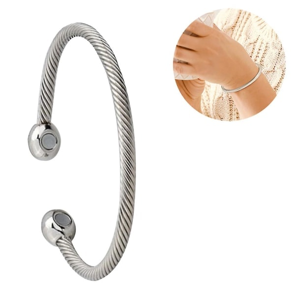 Magnetisk kobberarmbåndsterapi Artritis smertelindrende armbånd magnetisk armbånd hvidguld