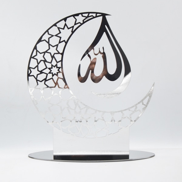 Ramadan-koriste Eid Mubarak -motiivilla, akryylipeili, loma-koristeet, hopea