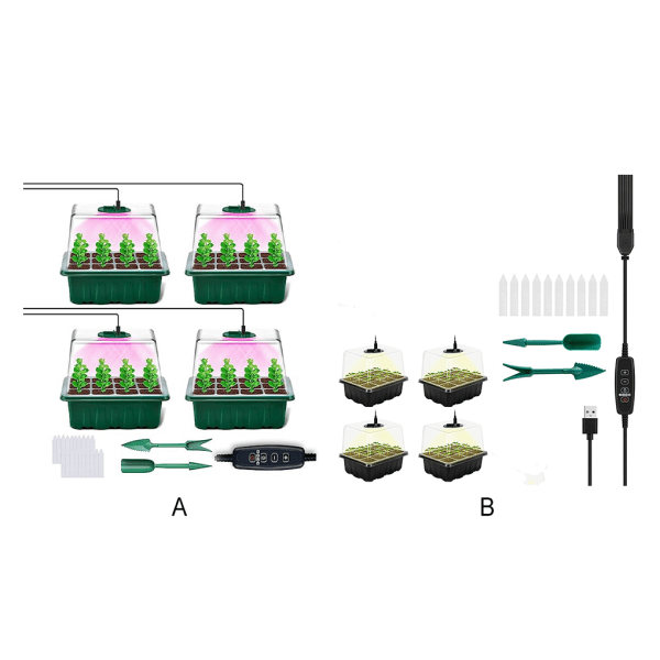 Højdejusterbare Bakker med Fuld Spektrum Plantelys til Grønt