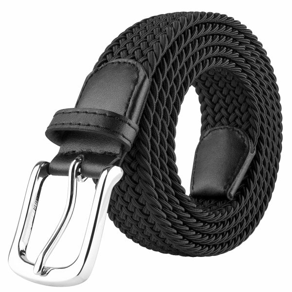 Elastiskt flätad bälte, stretchigt vävt bälte i presentask (Svart 110cm)