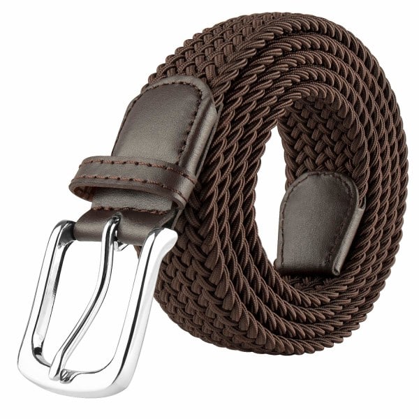 Elastiskt flätad bälte, stretchigt vävt bälte i presentask (Svart 110cm)