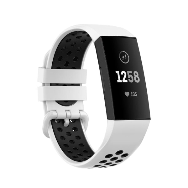 To-fargets silikonarmbånd for Fitbit Charge 4/4 SE/3/3 SE - Hvit/Svart Svart