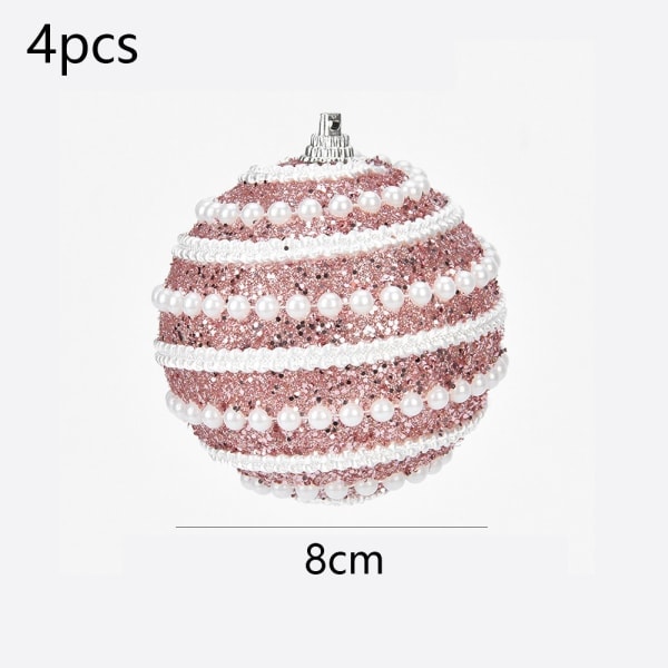 4-pack glitter julgransdekoration, 8 mm paljettkulor för