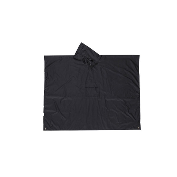 Multifunktionel regnponcho med hætte / camping presenning / beskyttelse til vandreture camping Sort
