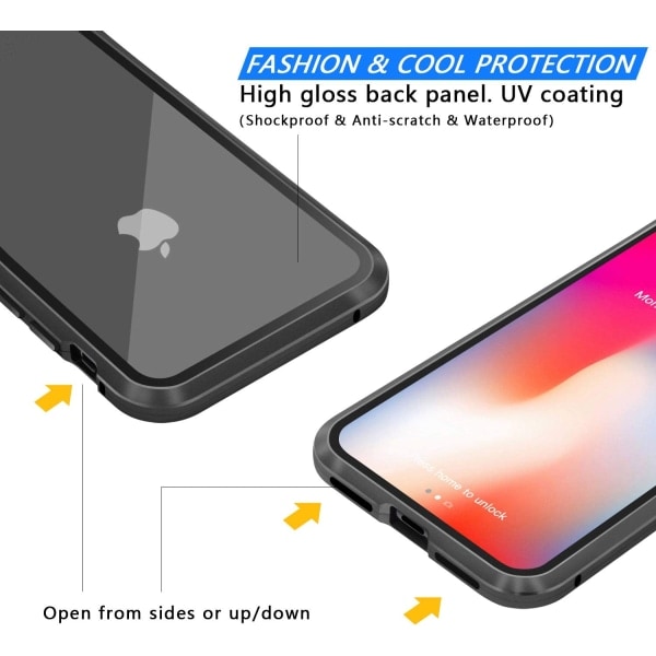 iPhone X/XS etui med skjermbeskytter Svart