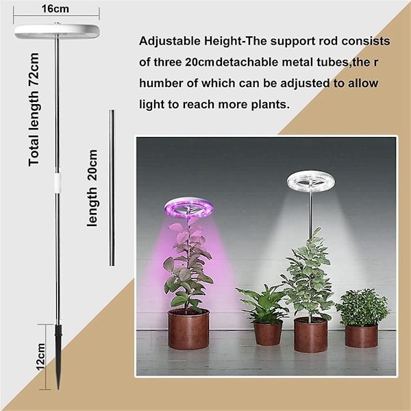 Kasvilamppu LED Kasvulamppu Täyspektri Sisäkasveille Bonsai Korkeussäädettävä Himmennettävä & Automaattinen Ajastimen. EU-Pistoke