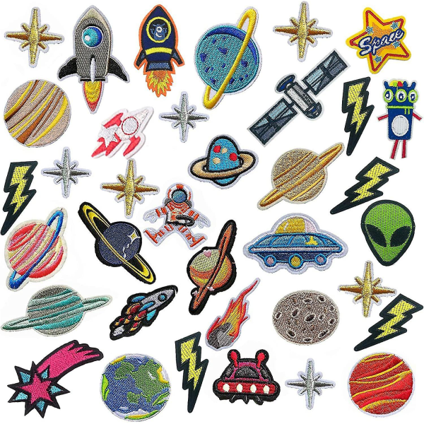 Strykjärnspåsar för barnkläder, Galaxy-tema, broderade dekorationspåsar för skolväskor, ryggsäckar, jeans, skjortor, kostymer, hattar