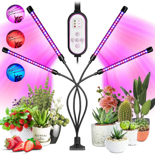 Växtlampor för inomhusväxter, 80 LED Full Spectrum LED-växtlampa, lampa med timer