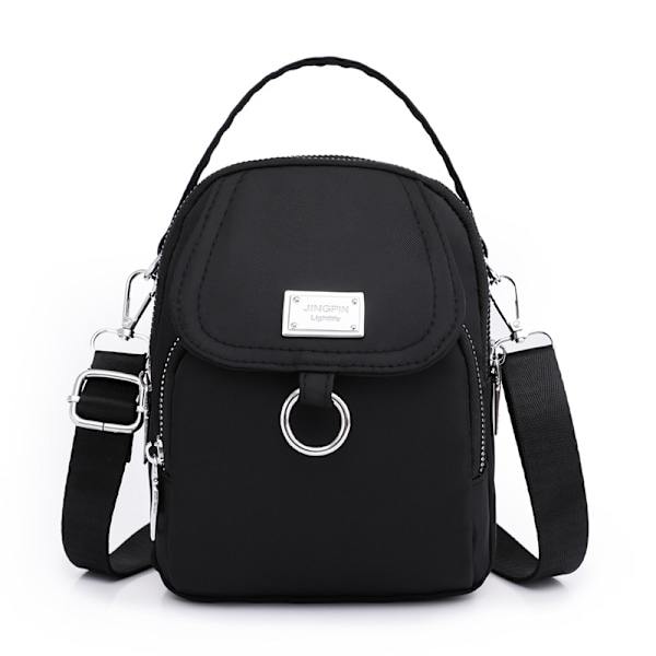 Crossbody Mobiltelefonväska Kvinnor Vattentät Liten Mobiltelefon Axelväska Nylon Damväska Plånbok Resa Mini Crossbody Väska (Svart)