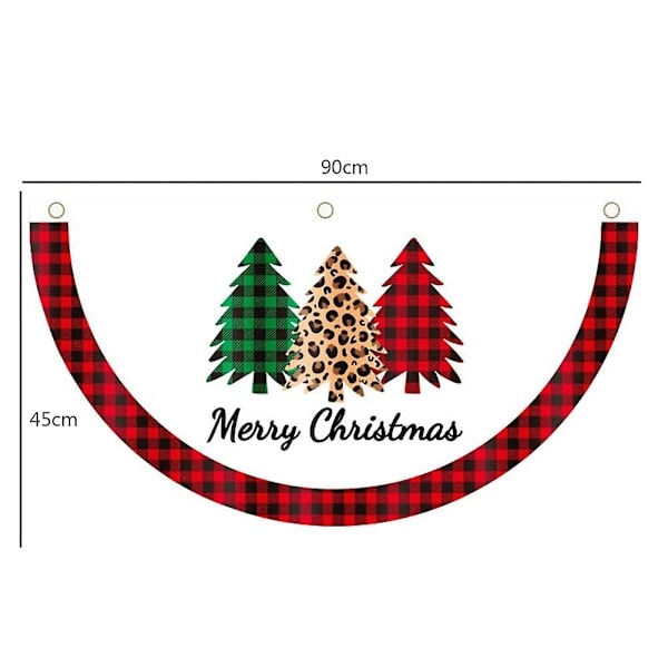 Halv Halv Flagga Jul Tapet Banner Röd Bunting Flagga Nyår Utomhus Jul Semester Fest Trädgård Yard Dekoration Julgran