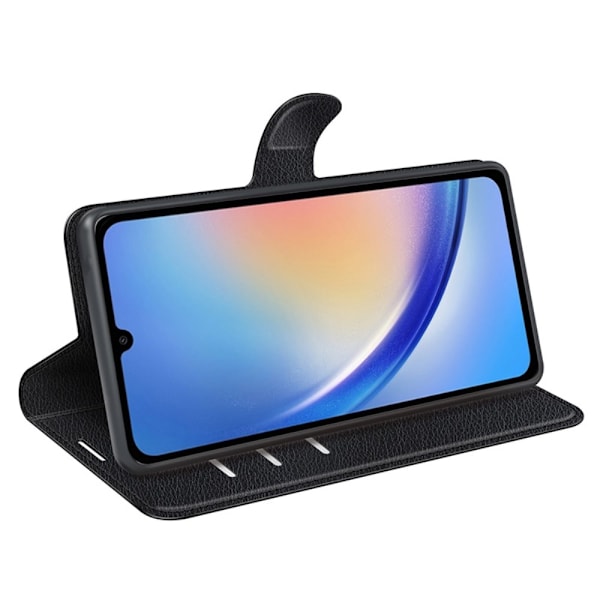 Samsung Galaxy A35 5G Etui Læder Litchi Sort