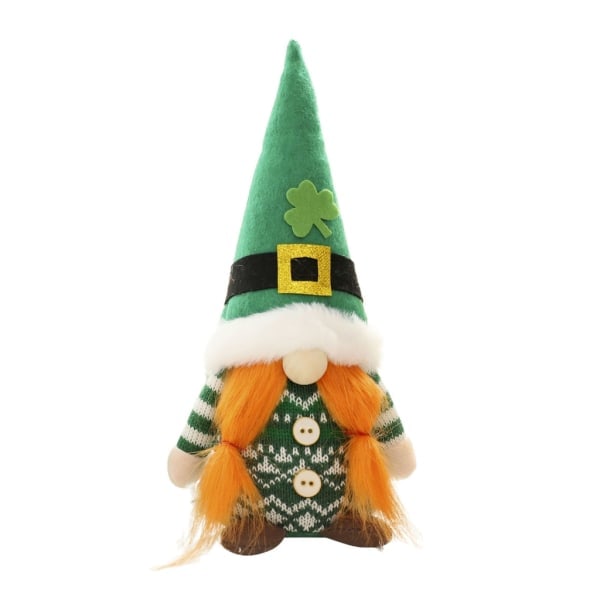 Saint Patrick's Day Nisse Irsk Grønne Blad Ansikt Liten Dukke Ornament Dekor for Festival Nyttårsfest Bakgrunn Dekor Kvinner