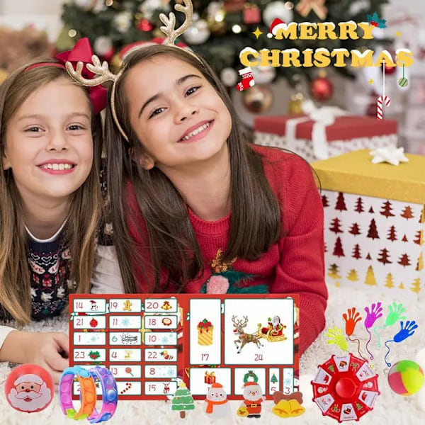 Julekalender 2023 med Mind Objects - Fidget Toys - Jule Blind Box 24 Dagers Nedtelling Nyttårs Overraskelsesgave til Barn Gutter Jenter Stil 2