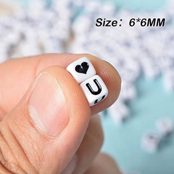 REMAKE 1200 stk akryl alfabetperler 6mm DIY smykkefremstilling Type B