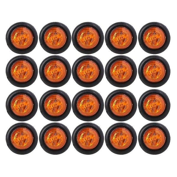 REMAKE Nya 20x 3/4 Tums 3 LED Sidomarkörlampor Trailer Lastbil Blinkers Position Ljus Gul