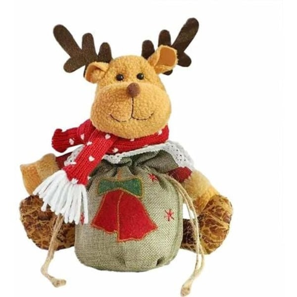 Kreativ gavepose dekorativ pose tegneserie oppbevaring julepose godteripose julaften dukker under 5 år (elg)