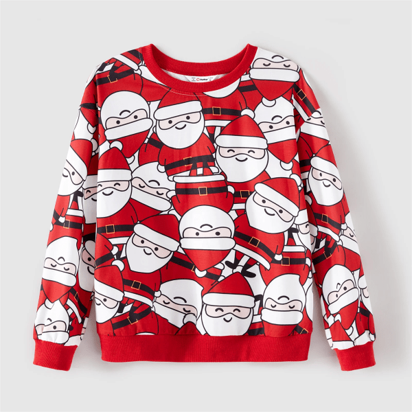 Jultomte Familjematchande Helkropps Tryck Röd Långärmad Sweatshirt Röd MenM